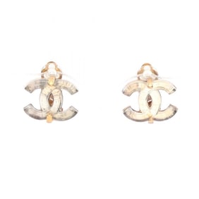 CHANEL Coco Mark Earrings with Gold Plated Rhinestones for Women, Available in and Clear
