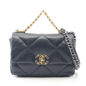 CHANEL 19 Disneuf Matelasse Shoulder Bag in Lambskin, Navy Blue, AS1160