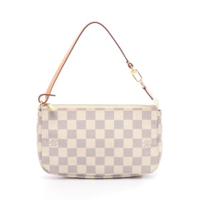 Louis Vuitton Damier Azur Pochette Accessoires Handbag, Coated Canvas and Leather, Women's, White,
