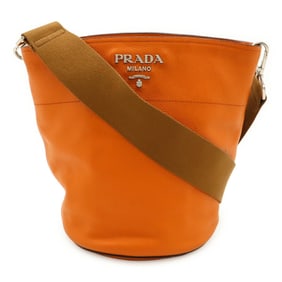 PRADA Prada Bucket Shoulder Bag in Orange Leather