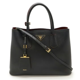 PRADA Double Medium Bag, Handbag/Shoulder Saffiano Leather, Nero Black, BN2775