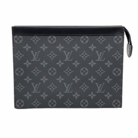 Louis Vuitton Monogram Eclipse Pochette Voyage MM Clutch Bag M61692 Black Men's
