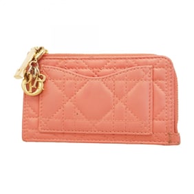 Christian Dior Cannage Leather Wallet/Coin Case, Pink, Women's