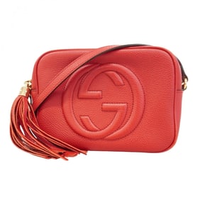 Gucci Soho Shoulder Bag 308364 Leather Red Champagne Women's