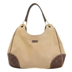 Gucci Shoulder Bag Guccissima 257268 Canvas Leather Beige Brown Champagne Women's
