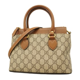 Gucci GG Supreme handbag 453177 brown and beige 2-way bag for women