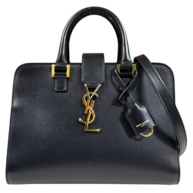 Saint Laurent Baby Cabas Shoulder Bag, Leather 568853, Black, Women's, Pre-owned, 2-Way