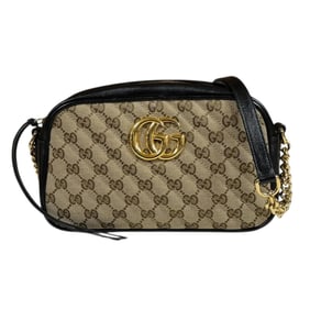 Pre-owned Gucci GG Marmont Shoulder Bag in Brown Canvas (447632) for Women.