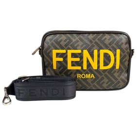 Pre-owned Fendi Medium Zucca Camera Case Shoulder Bag in Brown Fabric (7M0286 AJJ4) for Men.