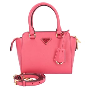Pre-owned Prada Saffiano shoulder bag in pink leather for women.