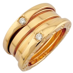 Bvlgari B-zero.1 Three-Band Ring, Size 8.5, 18k Gold with Diamonds, Women's, Pre-Owned