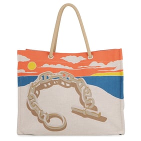 Hermès Escalette à la Plage Tote Bag with Ash Print / Toile H HERMES Beach