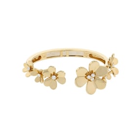 Van Cleef & Arpels Frivole 7 Flower Bracelet with 9 Small Diamonds, 0.54ct Total, 18KYG Yellow Gold