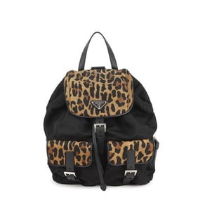 Prada Leopard Print Re-Nylon Backpack 1BZ811 PRADA Bag Black