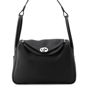 Hermes Hermès Lindy 26 Handbag, Black/Taurillon Clemence Leather, K Stamp, 2-Way Shoulder Bag,
