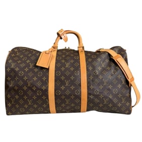 Pre-owned Louis Vuitton Keepall 55 Bandouliere Monogram Boston Bag in Canvas (M41414) Brown, Unisex.