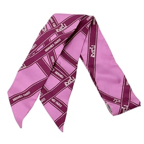 Hermes Hermès Voluduc Twilly Scarf, Women's Silk, Pink, Ribbon Pattern
