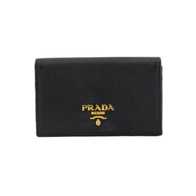 Prada Card Case, Saffiano Leather, Nero Black, Gold Hardware, 1MC122