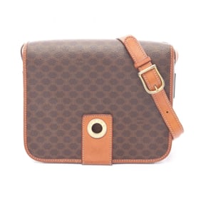 Celine Macadam Shoulder Bag, Coated Canvas and Leather, Women's, Brown