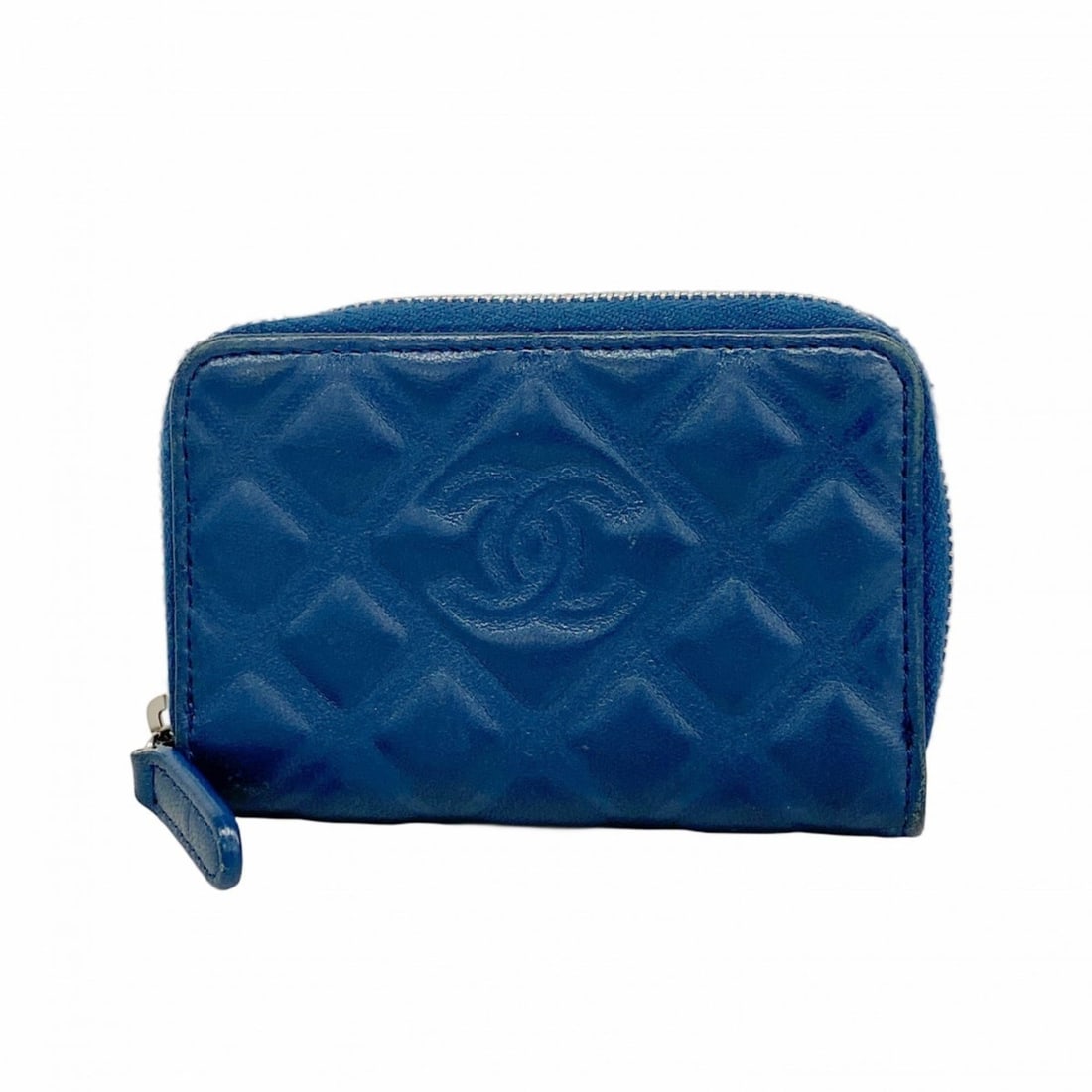 Chanel Wallet/Coin Case Matelasse Lambskin Blue Women's