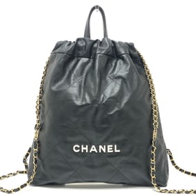 CHANEL AS3313 CHANEL22 Chain Bag, 2-Way Daypack/Backpack, Leather, Women's, Black