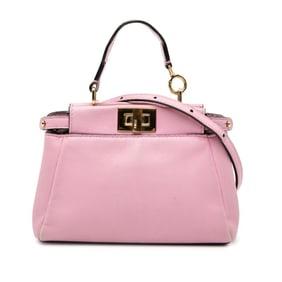 Fendi Micro Peekaboo Pouch Shoulder Bag, 2-Way, 8M0355, Pink Leather, Women's