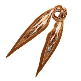 Hermes Hermès Pleated Carré "Confidents des Coeurs" Scarf/Muffler in Brown and Multicolored Silk