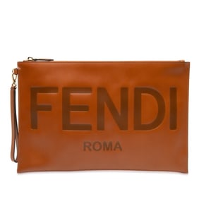 Fendi Logo - Clutch Bag 8N0178 Brown Leather Women's FENDI