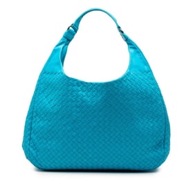 Bottega Veneta Intrecciato Handbag, One-Shoulder Bag, Light Blue Leather, Women's