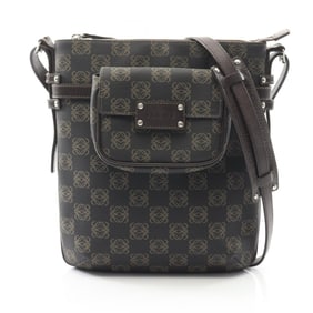 LOEWE Anagram Shoulder Bag, Coated Canvas and Leather, Women's, Black Brown