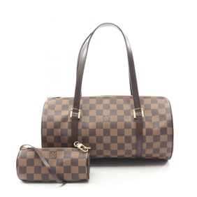 Louis Vuitton Papillon 30 Handbag, Coated Canvas, Leather, Damier, Women's, Brown, N51303