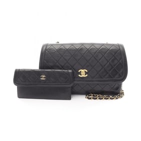 CHANEL Matelasse Shoulder Bag, Lambskin Leather, Women's, Black
