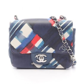 CHANEL Airline Matelasse Shoulder Bag, Leather, Women's, Blue, Multicolor