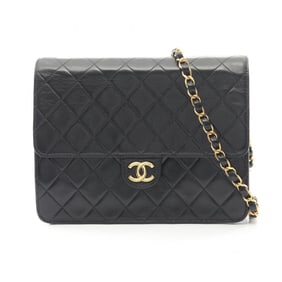 CHANEL Matelasse Single Flap Shoulder Bag in Lambskin Leather, Black