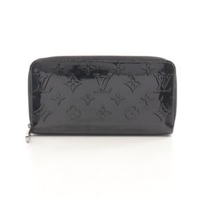Louis Vuitton Zippy Wallet Noir Manietique Round Long Leather Vernis Women's Black M90075