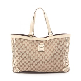 Gucci Abbey GG Canvas Tote Bag, and Leather, Women's, Beige Ivory, 141472