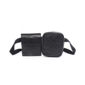 Gucci Guccissima Double Pouch Belt Bag/Waist Bag Leather for Men and Women in Black (495450)