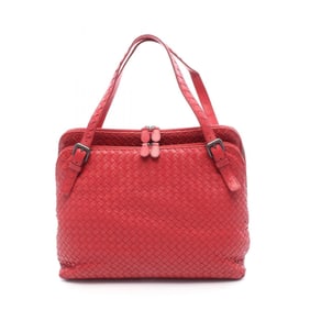 Bottega Veneta Intrecciato Leather Handbag, Women's, Red