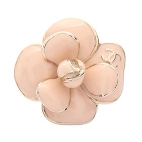 CHANEL Camellia Coco Mark Ring, Gold Plated, Women's, and Pink