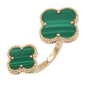 Van Cleef & Arpels Magic Alhambra Entrée Door Ring, 18K Yellow Gold with Malachite and Green