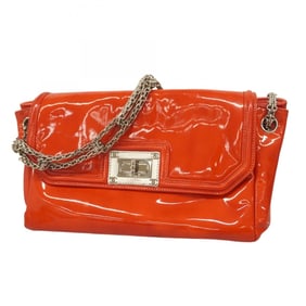 Chanel Shoulder Bag 2.55 Double Chain Patent Leather Red Women's