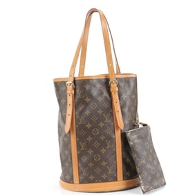 Louis Vuitton Monogram Bucket GM M42236 Leather Tote Bag Shoulder Brown Women's