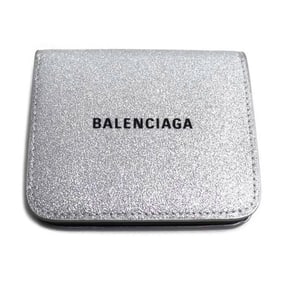 BALENCIAGA Everyday Compact Wallet, Bifold Silver/Black, 594216, Unisex