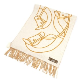 HERMES Entrelacs Equestre Scarf Ivory/Jaune Ocret H253955S 03 Women's