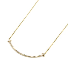 TIFFANY & Co. Tiffany 18K Yellow Gold T Smile Diamond Small Necklace 63058777, 2.2g Diamond, 40cm,