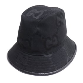 GUCCI Jumbo GG Canvas Bucket Hat, Black, Size L, 727563, Unisex