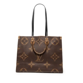 Louis Vuitton Monogram Giant Reverse On-the-Go GM Tote Bag/Shoulder Bag M45320 Brown Leather Women's