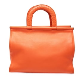 Bottega Veneta Intrecciato Handbag Orange Leather Women's BOTTEGAVENETA