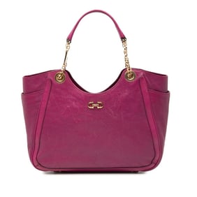 Salvatore Ferragamo Gancini Tote Bag Shoulder Purple Leather Women's