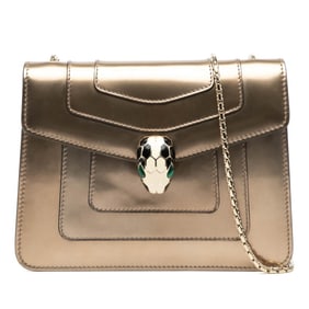 Bvlgari Serpenti Chain Shoulder Bag in Bronze and Gold Patent Leather for Women